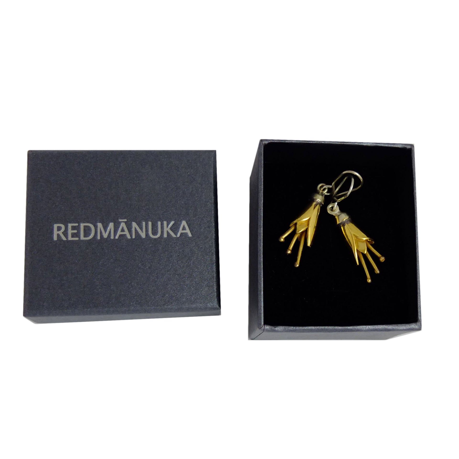 Kōwhai Earrings shown in box | NZ handmade earrings | Redmānuka