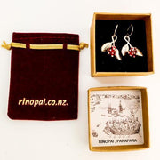 Pohutukawa Sterling Silver and red ochre Earrings  by jewellery nz designer Martyn Milligan Rinopai Golden Bay