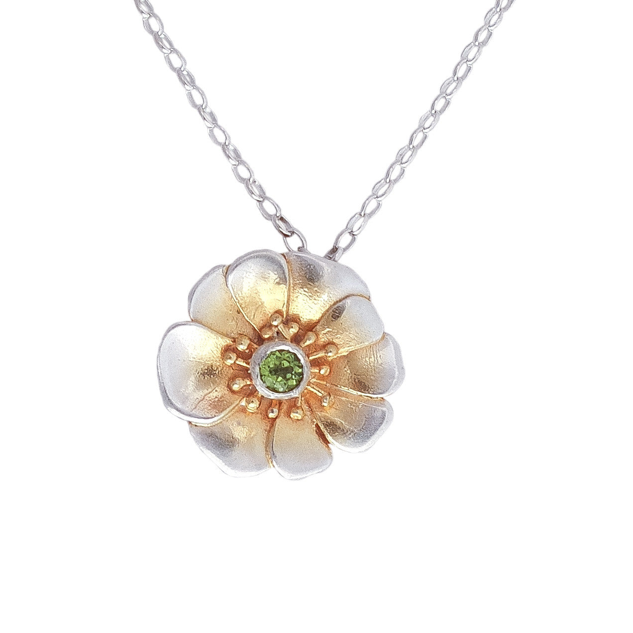 Jewellery nz | Mt Cook Lilly Silver and Peridot Necklace | Redmanuka