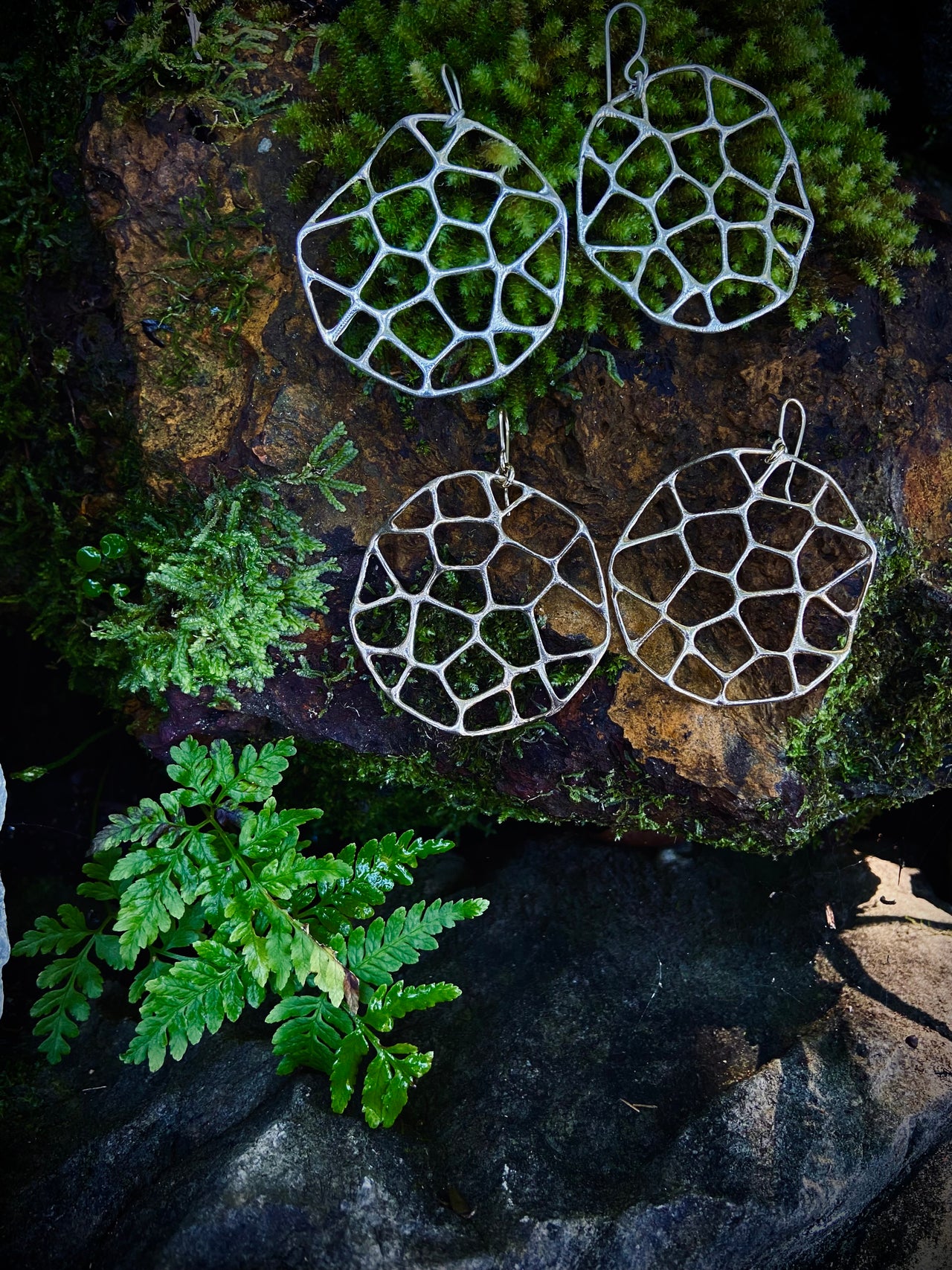 Spore earrings sterling silver — handmade jewellery Golden Bay New Zealand