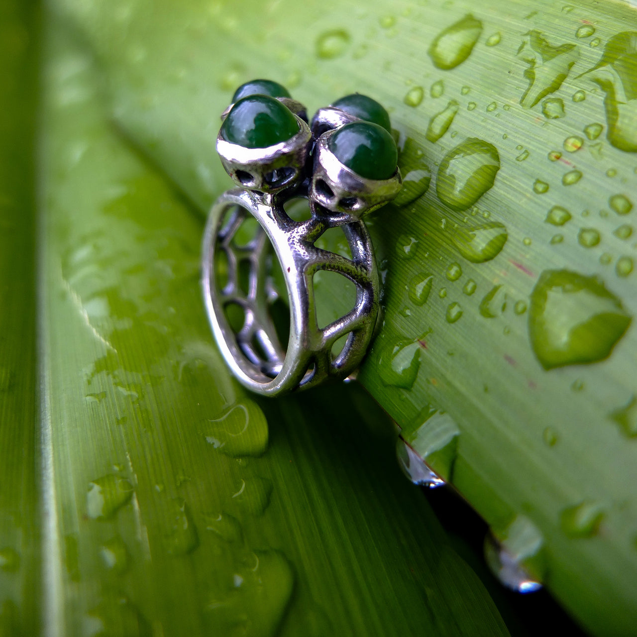 Green Lichen Silver Ring | Redmānuka | nz jewellery