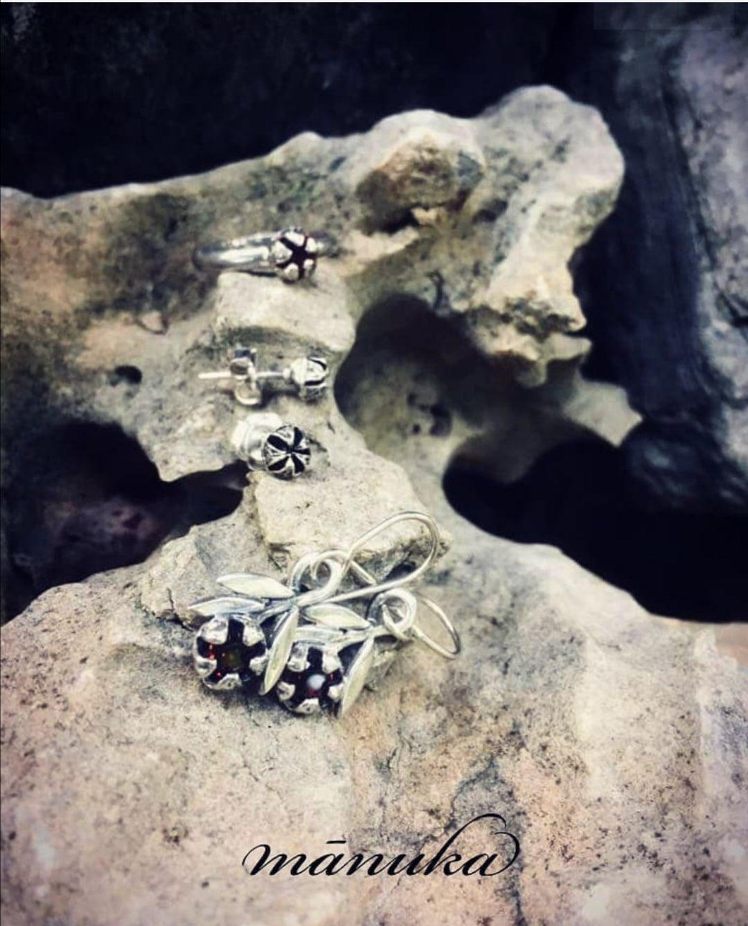 RedMānuka Sprig Silver Earrings | nz jewellery | Redmānuka