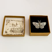 Jewellery nz | Purere Parangunu Peacock Moth Silver Brooch in gift box