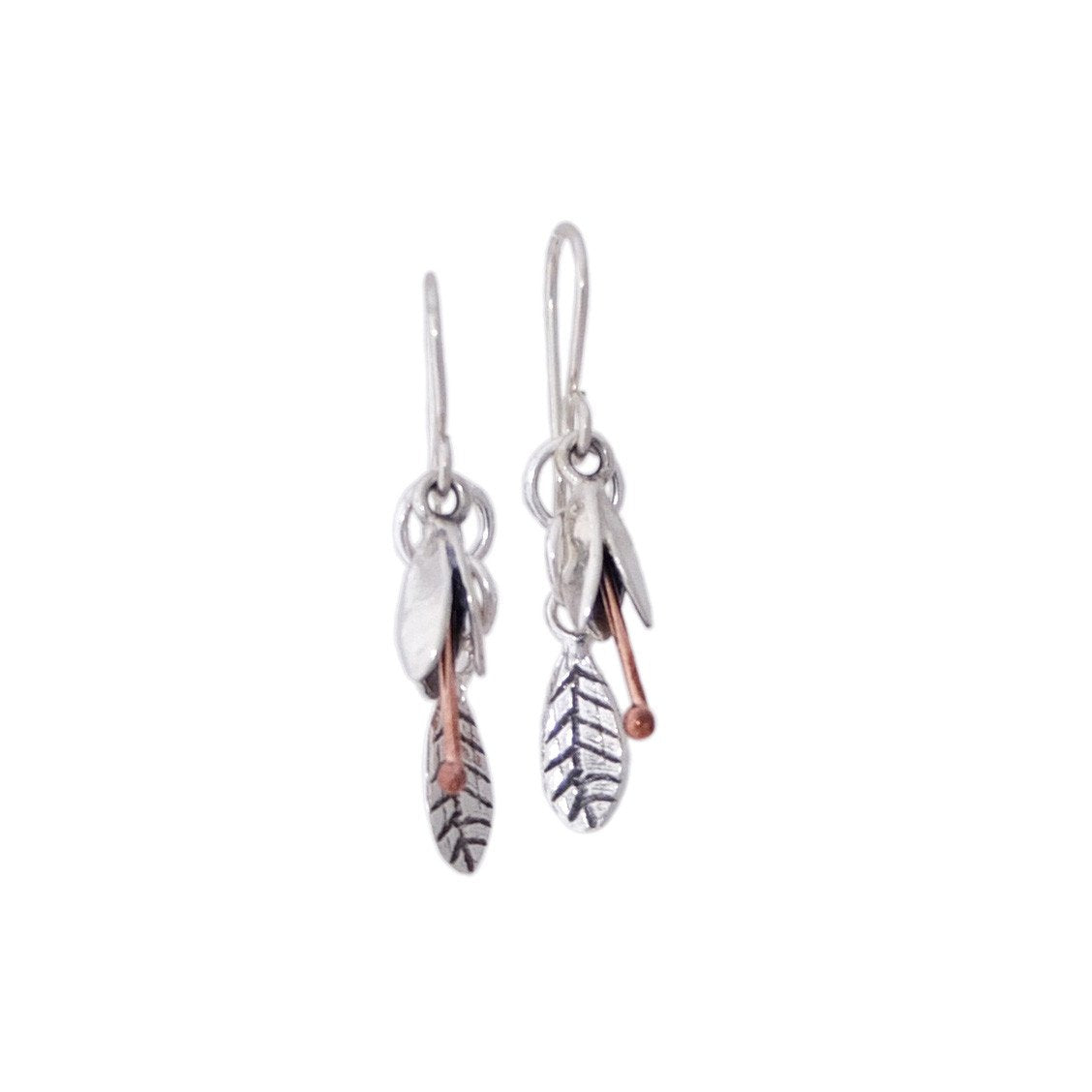 Koromiko Spring Bud & Leaf Silver Earrings by nz jewellery designer Martyn Milligan