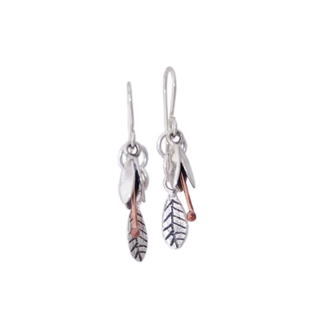 Koromiko Spring Bud & Leaf Silver Earrings by nz jewellery designer Martyn Milligan 