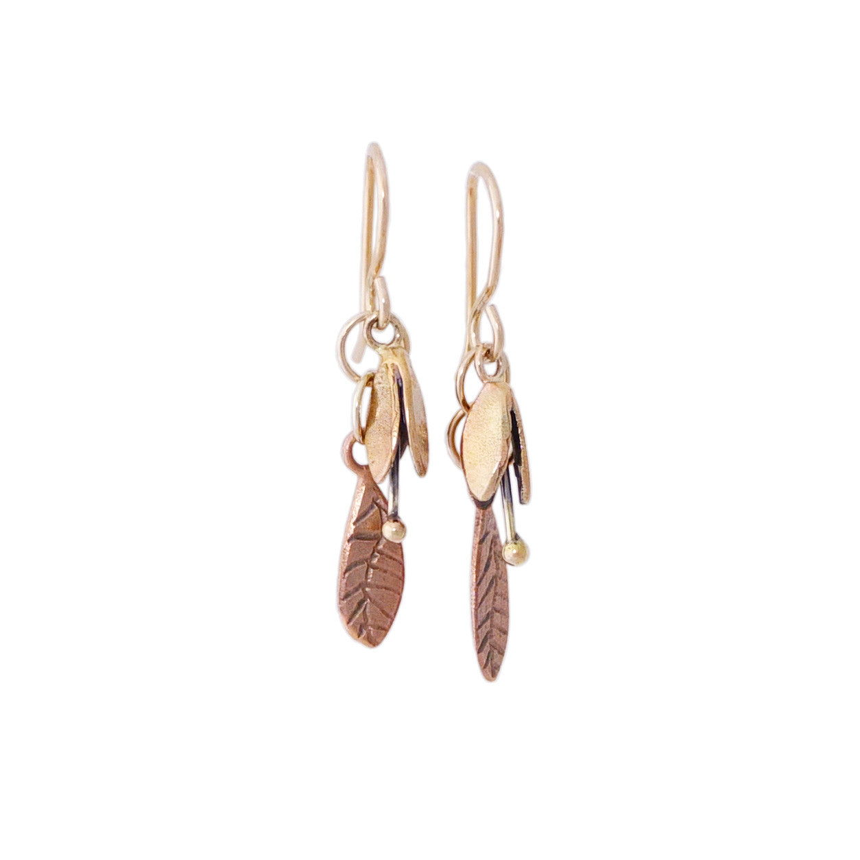 Gold Spring Bud and Leaf Earrings | nz jewellery | redmanuka