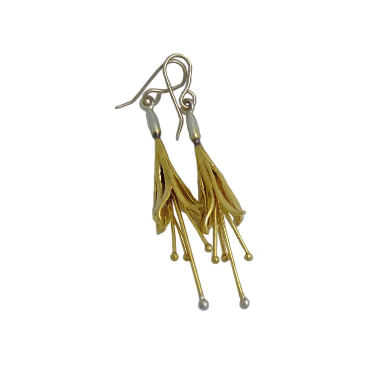 Kōtukutuku earrings, silver with a gold vermiel surface