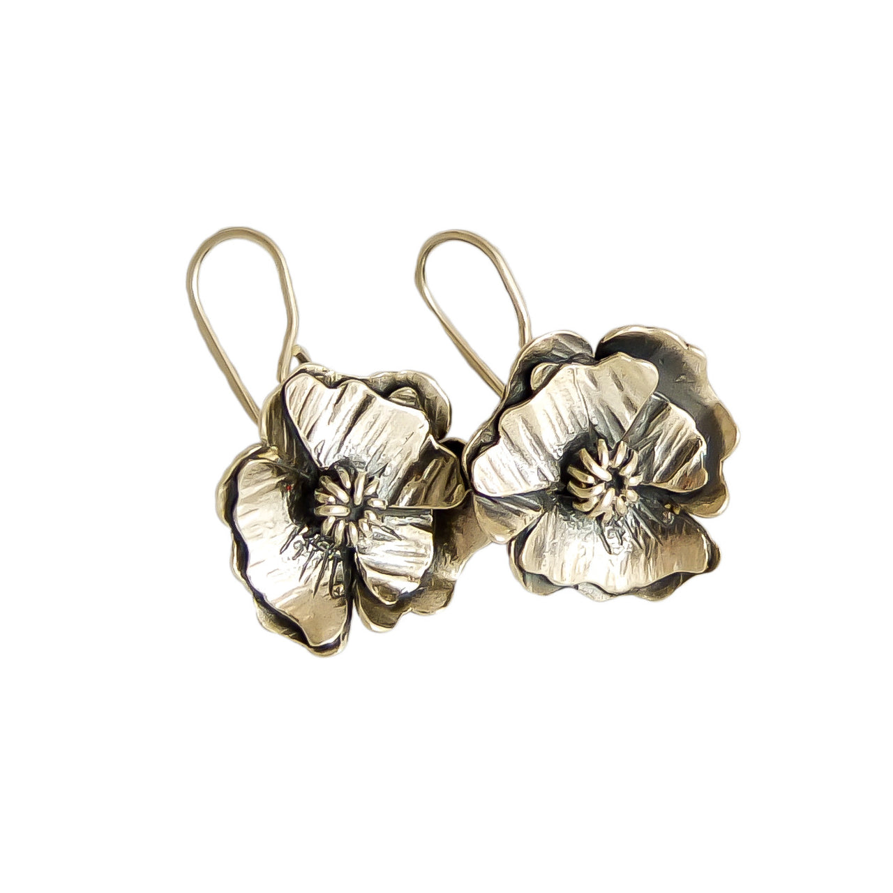 Poppy Flower Earrings | nz jewellery | Redmanuka, silver earrings