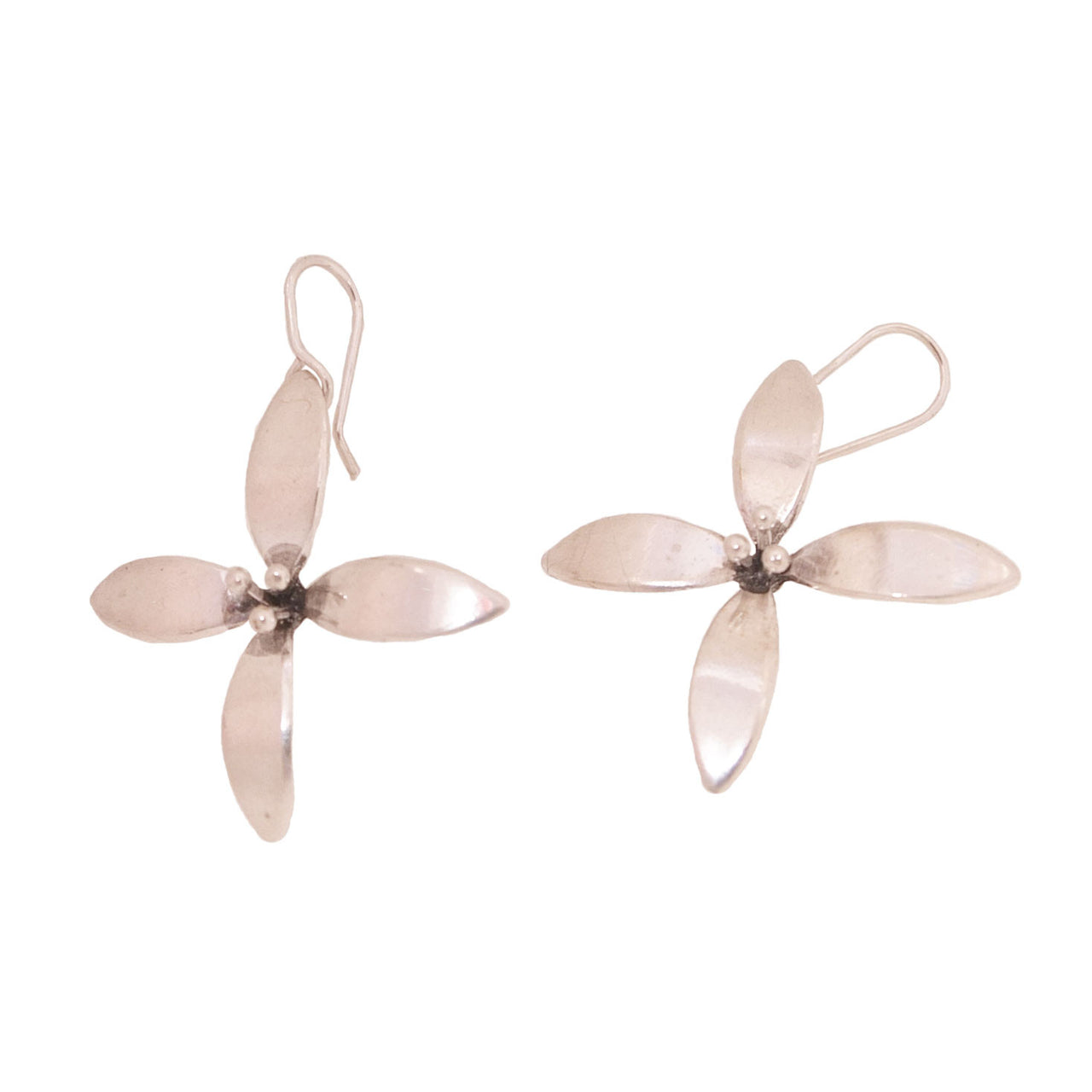Summer Flower Silver Earrings by NZ jeweller Martyn Milligan, Rinopai, Parapara, Goldern Bay, N.Z.