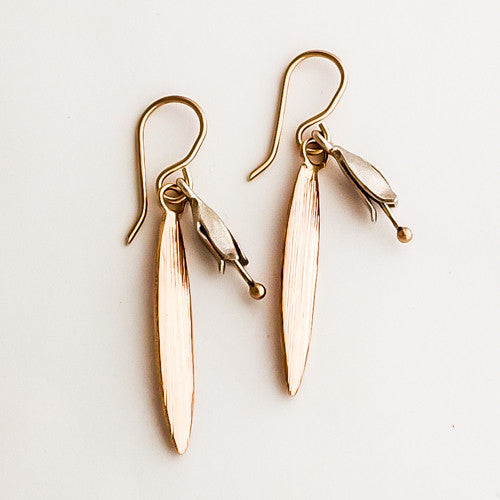 Tūī's Nectar Gold and Silver Earrings | nz jewellery | redmanuka