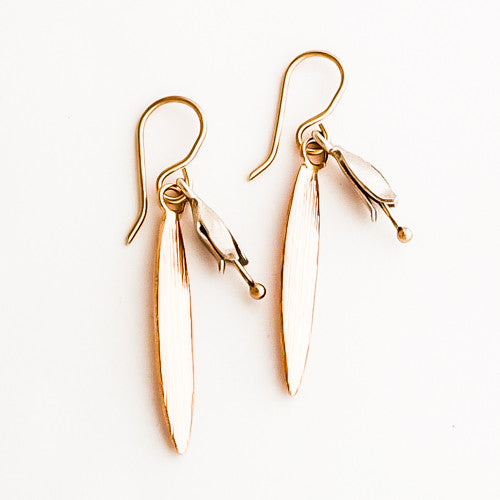 Tūī's Nectar Gold and Silver Earrings | nz jewellery | redmanuka