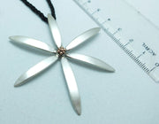 Flower Silver and Gold Necklace, showing ruler measure, by jewellery nz designer Martyn Milligan