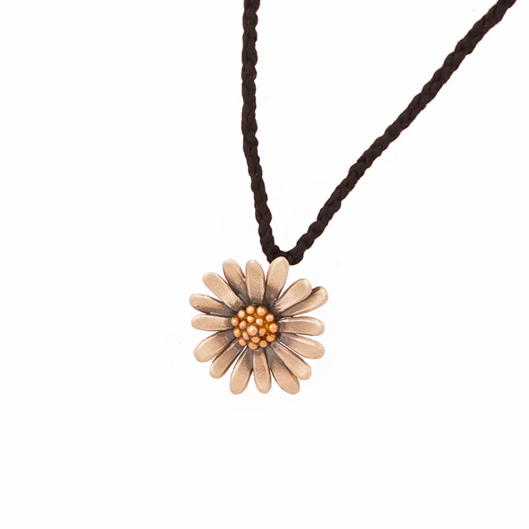 Jewellery NZ | Daisy Necklace | Redmanuka, on hand plaited black chord