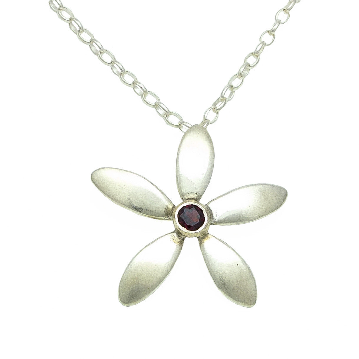 Jewellery NZ | Jasmine Silver Flower Necklace on stirling silver chain | Redmanuka