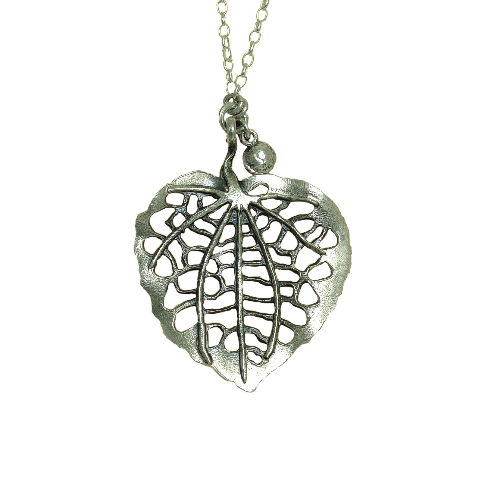 Reverse of Kawakawa Silver Leaf | pendant necklace | nz jewellery