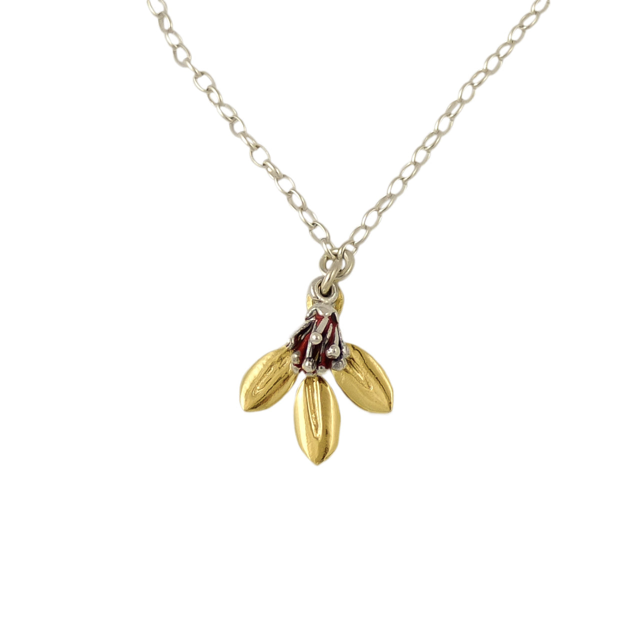 Pōhutukawa Bud and Gold Leaf Necklace