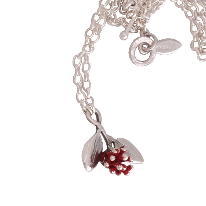 Pohutukawa Blossom Silver Necklace with sterling silver chain and handmade clasp,  nz jewellery by Martyn Milligan for Redmanuka