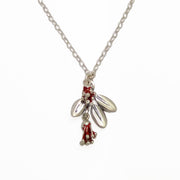 Pohutukawa Blossom and leaf  Sterling Silver Necklace by Martyn Milligan Rinopai Golden Bay