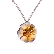 Mt Cook Lilly Silver and Gold necklace by nz jeweller Martyn Milligan. Rinopai, Golden Bay, Nelson