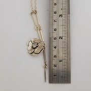 Silver Poppy Necklace | nz jewellery | Redmanuka showing size detail