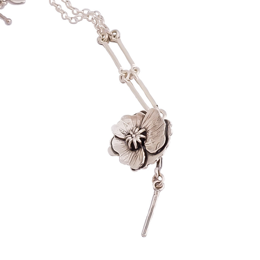 Silver Poppy Necklace | nz jewellery | Redmanuka