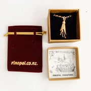 Gold Kowhai Flower necklace Gift boxed by nz jewellery artist Martyn Milligan