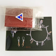 Red Flower Cross Sterling Silver & Garnet  Boxed Gift set $160