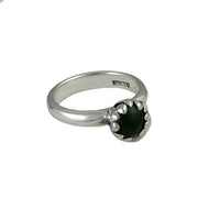 Pounamu Blossom Silver Ring | Redmanuka | nz jewellery, front view, side view