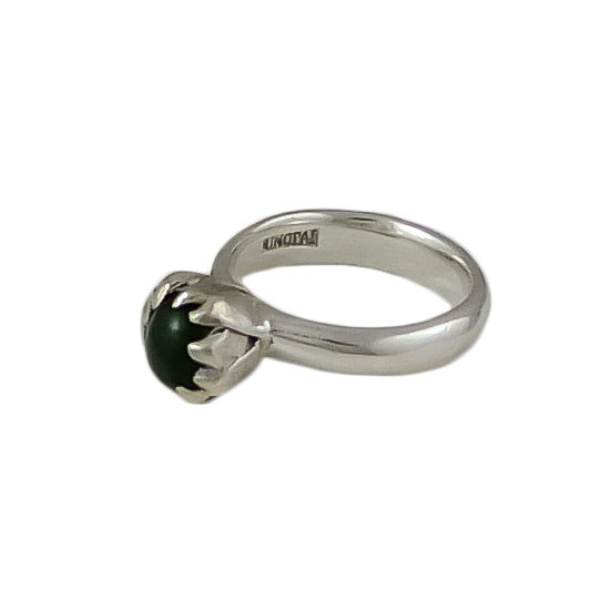 Pounamu Blossom Silver Ring | Redmanuka | nz jewellery, side view