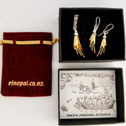 Kowhai Necklace and Earrings Gift Boxed set, Silver flowers dipped in Yellow Gold by nz jewellery designer Martyn Milligan 