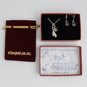 Red Mānuka Seedpod Necklace and Earrings Sterling Silver & Garnet Boxed Gift set $140 